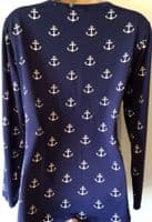 HOTMAMA NAVY ANCHOR PRINT NURSING JERSEY TOP SIZE XL/16