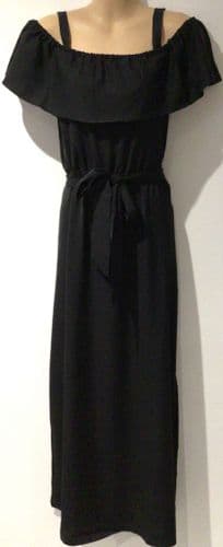 HOTMAMA OUTLET - BLACK MAXI RUFFLE DRESS NEW SIZE M 12/14