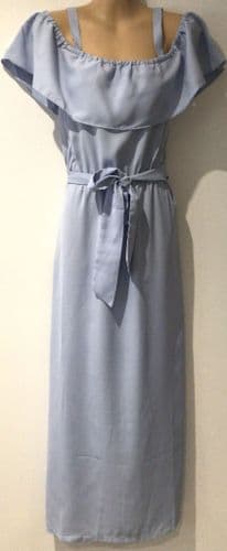 HOTMAMA OUTLET - ICE BLUE MAXI RUFFLE DRESS NEW SIZES M 12/14 & L 16/18