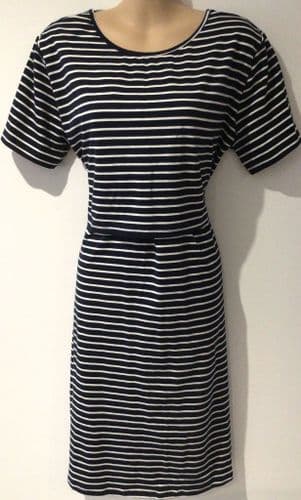 HOTMAMA OUTLET - NAVY STRIPE NURSING JERSEY BOW BACK DRESS NEW SIZE XXL 16/18