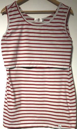 HOTMAMA RED STRIPE NURSING JERSEY VEST TOP SIZE 12