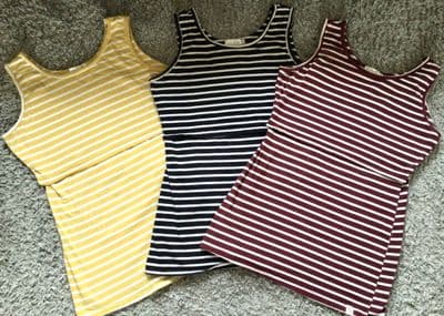 HOTMAMA SET OF 3 STRIPED NURSING JERSEY VEST TOPS SIZE 12