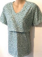 HOTMAMA TEAL LEOPARD PRINT NURSING JERSEY TOP SIZE M 10/12