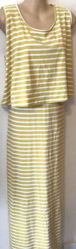 HOTMAMA YELLOW/WHITE STRIPE NURSING MAXI DRESS XL 14/16