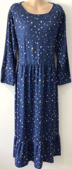 HOUSE OF HURRAH BLUE STAR PRINT MATERNITY/NURSING MIDI DRESS SIZE 16