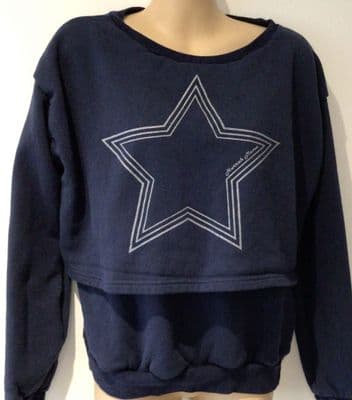 HOUSE OF HURRAH NAVY STAR NURSING SWEATSHIRT SIZE S 10-12