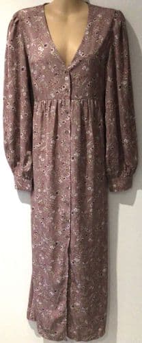 IN THE STYLE LILAC FLORAL BUTTON MAXI DRESS SIZE 10