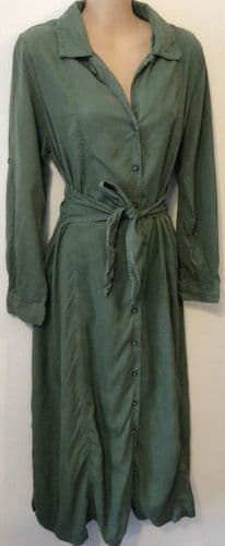 ISABELLA OLIVER KHAKI BUTTON UTLITY MATERNITY/NURSING SHIRT DRESS SIZE 2 10/12