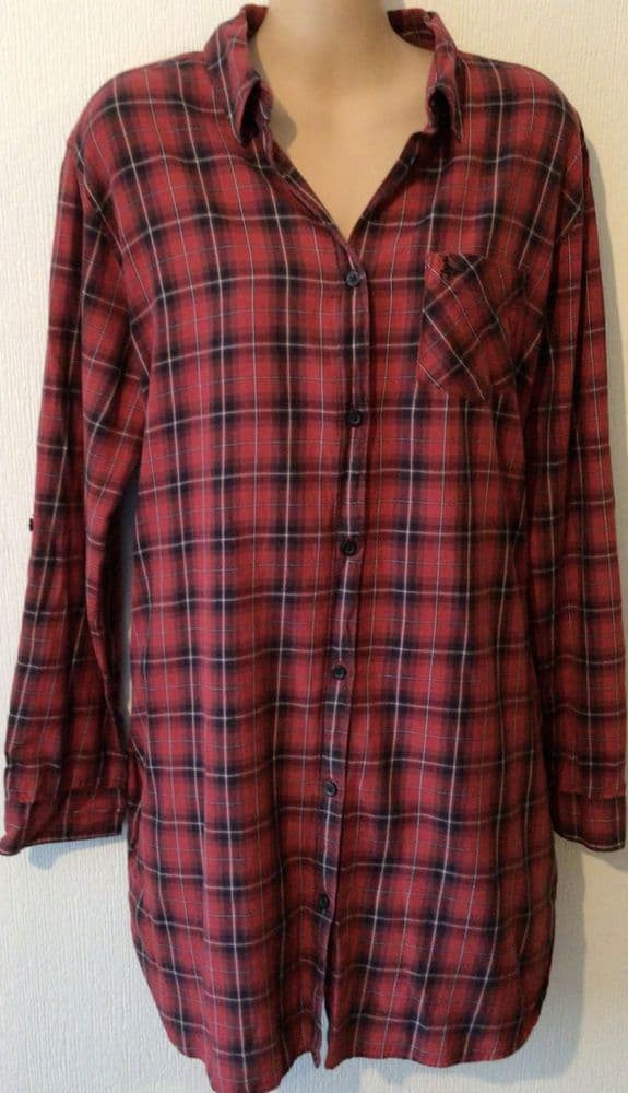 JACK WILLS RED CHECK SHIRT DRESS SIZE 12