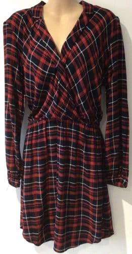 JACK WILLS RED TARTAN WRAP DRESS SIZE 10