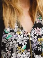 JD WILLIAMS BLACK FLORAL ZIP FRONT MIDI SHIRT DRESS NEW SIZES 12-26