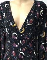 JOANIE BLACK MOON/OWL WRAP DRESS WITH POCKETS SIZE 16