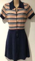 JOANIE DAWN O’PORTER NAVY KNIT ZIP DRESS SIZE 12