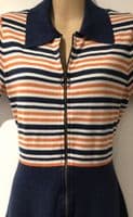 JOANIE DAWN O’PORTER NAVY KNIT ZIP DRESS SIZE 12