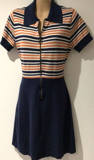 JOANIE DAWN O’PORTER NAVY KNIT ZIP DRESS SIZE 12