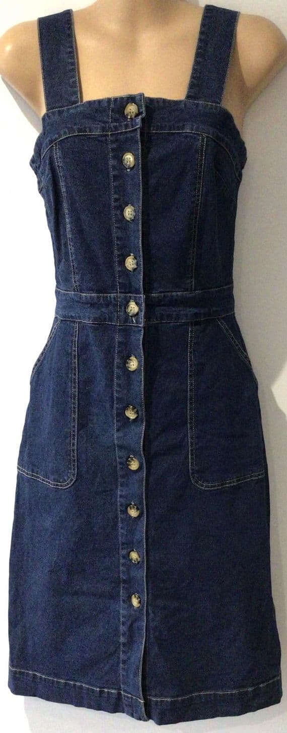 JOANIE DENIM BUTTON SUN MIDI DRESS SIZE 8