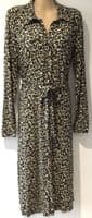 JOANIE LEOPARD JERSEY MIDI SHIRT DRESS SIZE 10