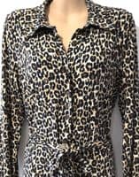 JOANIE LEOPARD JERSEY MIDI SHIRT DRESS SIZE 10