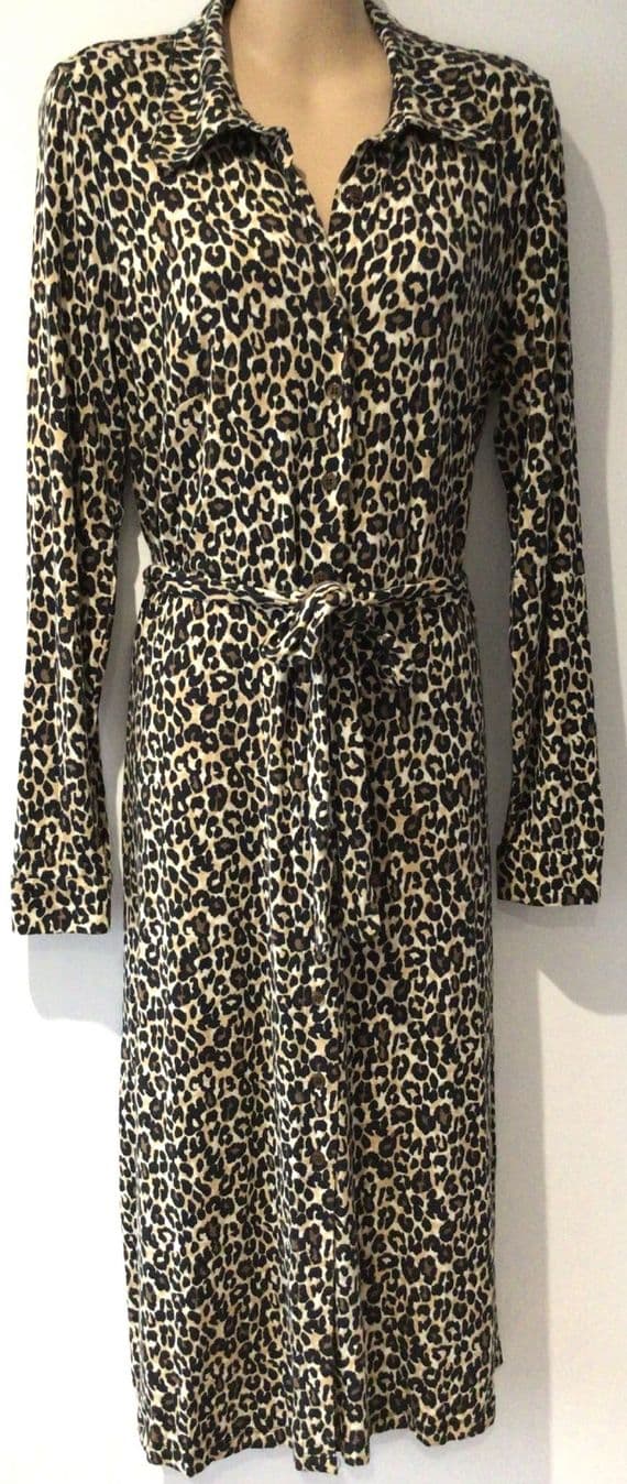 JOANIE LEOPARD MINA JERSEY MIDI SHIRT DRESS BNWT SIZE 16