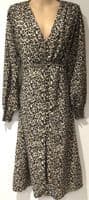 JOANIE LEOPARD PRINT BUTTON MIDI DRESS SIZE 16