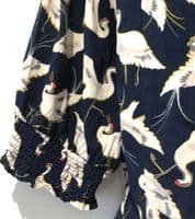 JOANIE NAVY STORK PRINT WRAP MIDI DRESS SIZE 20