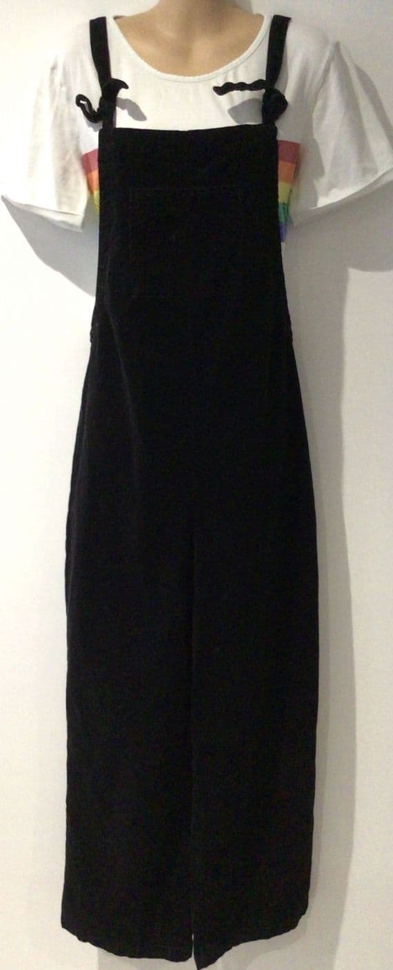 JOE BROWNS BLACK NEEDLECORD TIE STRAP DUNGAREES SIZE 14