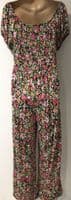 JOE BROWNS SHIRRED MULTI FLORAL JERSEY JUMPSUIT SIZE 12