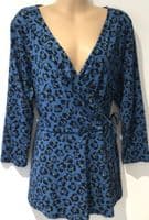 JOE BROWNS TEAL PANSY PRINT WRAP TOP SIZE 18