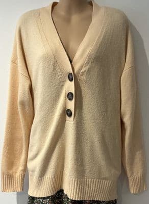 JOHN LEWIS APRICOT KNIT BUTTON JUMPER SIZE 16