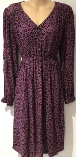 JOJO MAMAN BEBE BERRY LEOPARD BUTTON DRESS SIZE M 12/14