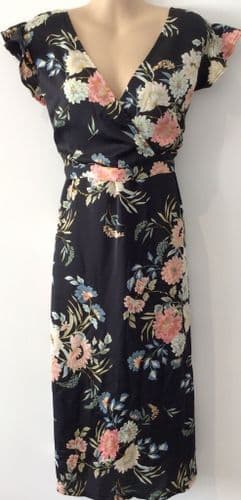 JOJO MAMAN BEBE BLACK FLORAL OCCASION MATERNITY & NURSING DRESS SIZE 16