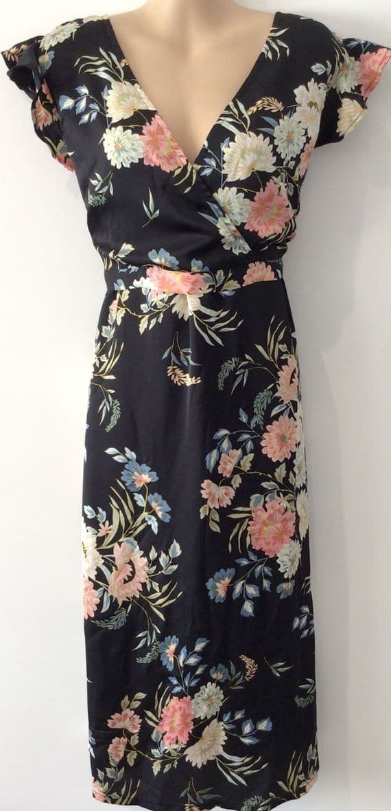 JOJO MAMAN BEBE BLACK FLORAL OCCASION MATERNITY & NURSING DRESS SIZE 18