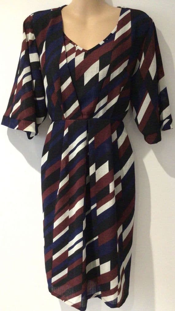 JOJO MAMAN BEBE BLACK/MAROON MATERNITY/NURSING TUNIC DRESS SIZE 16