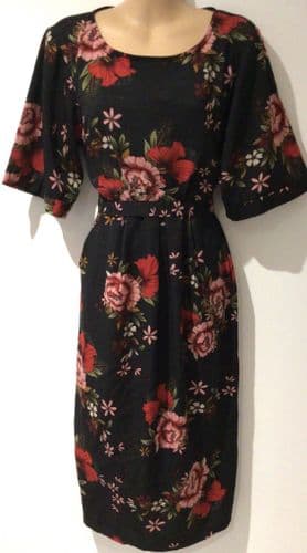 JOJO MAMAN BEBE BLACK/RED FLORAL OCCASION MATERNITY/NURSING DRESS 12