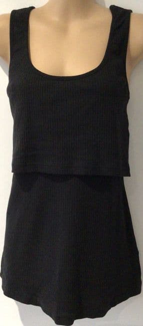 JOJO MAMAN BEBE BLACK RIBBED MATERNITY & NURSING VEST TOP SIZE M 12/14