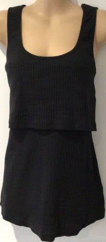 JOJO MAMAN BEBE BLACK RIBBED MATERNITY & NURSING VEST TOP SIZE M 12/14
