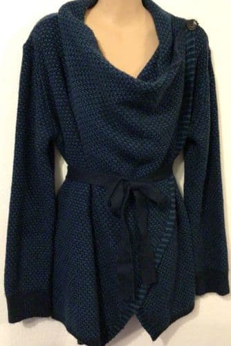JOJO MAMAN BEBE BLACK & TEAL KNIT WRAP NURSING JUMPER CARDIGAN SIZE M 12-14