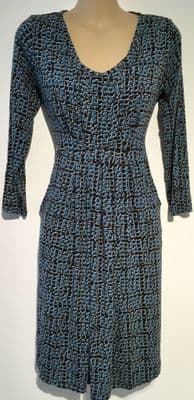 JOJO MAMAN BEBE BLACK TEAL PRINT MATERNITY & NURSING DRESS BNWT SIZE M 12/14