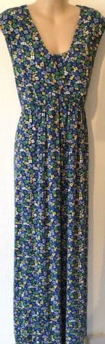 JOJO MAMAN BEBE BLUE FLORAL SLEEVELESS JERSEY MAXI DRESS SIZE M 12/14