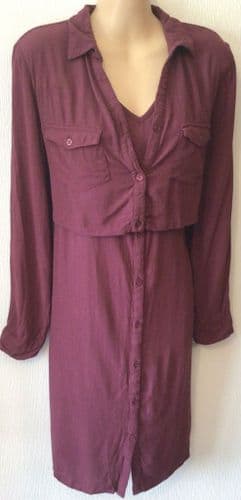 JOJO MAMAN BEBE BURGUNDY MATERNITY/NURSING SHIRT DRESS SIZE L 16/18