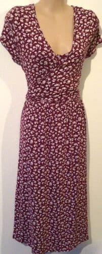 JOJO MAMAN BEBE BURGUNDY/WHITE FLORAL MATERNITY & NURSING DRESS SIZE M 12/14
