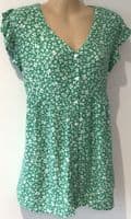 JOJO MAMAN BEBE GREEN FLORAL BLOUSE TOP SIZE M 12-14