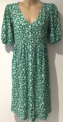 JOJO MAMAN BEBE GREEN FLORAL BUTTON DRESS BNWT SIZE S 10/12