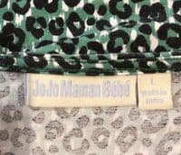 JOJO MAMAN BEBE GREEN LEOPARD ZIP MIDI DRESS SIZE L 16/18