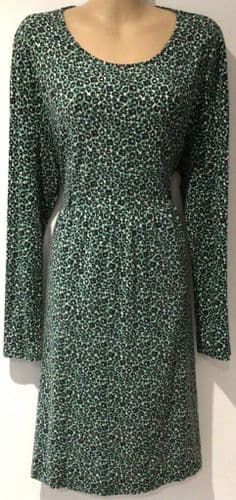 JOJO MAMAN BEBE GREEN LEOPARD ZIP MIDI DRESS SIZE L 16/18