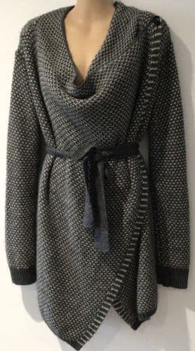 JOJO MAMAN BEBE GREY/CREAM CHUNKY KNIT WRAP NURSING JUMPER/CARDIGAN SIZE M 12/14