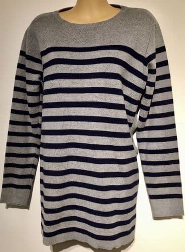 JOJO MAMAN BEBE GREY STRIPED SIDE POPPER KNIT NURSING JUMPER SIZE L 14