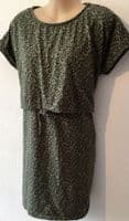 JOJO MAMAN BEBE KHAKI ANIMAL PRINT MATERNITY & NURSING TUNIC DRESS SIZE M 12/14