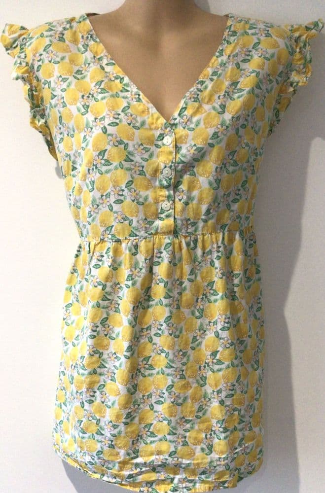 JOJO MAMAN BEBE LEMON PRINT BLOUSE TOP SIZE L 16-18