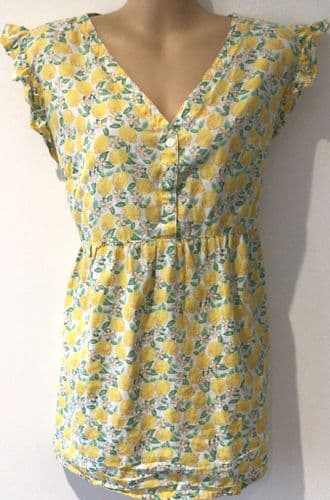 JOJO MAMAN BEBE LEMON PRINT BLOUSE TOP SIZE L 16-18